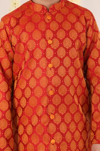  Red And Orange Kurta And Dhoti Set