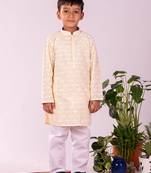  Yellow And White Kurta And Pyjama Set