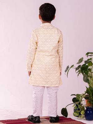  Yellow And White Kurta And Pyjama Set 3