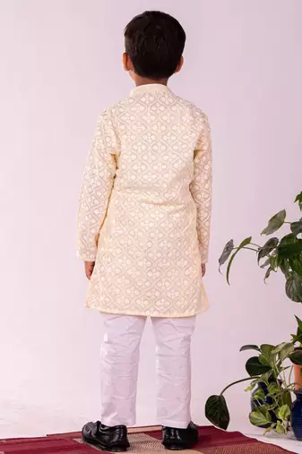  Yellow And White Kurta And Pyjama Set
