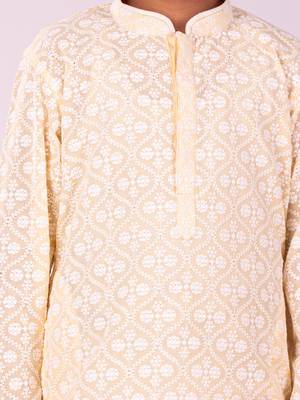  Yellow And White Kurta And Pyjama Set 4