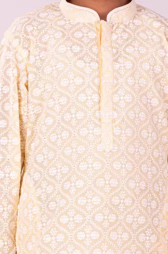  Yellow And White Kurta And Pyjama Set