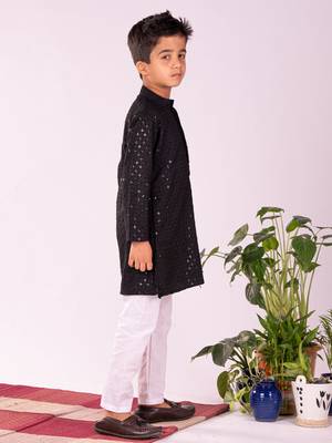  Black Kurta And Pyjama Set 2