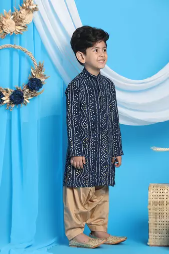  Blue And Rose Gold Kurta Patiala Set