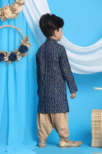  Blue And Rose Gold Kurta Patiala Set