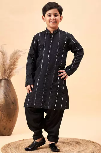 Boys' Cream Kurta Patiala Set