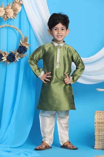 Boys' Green Kurta Pyjama Set