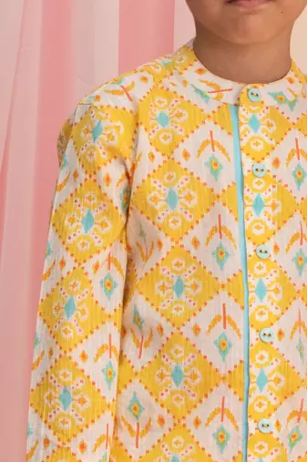  Yellow And White Kurta Pyjama Set