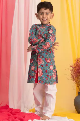  Blue And White Kurta Pyjama Set