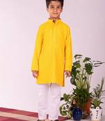  Yellow And White Kurta Pyjama Set