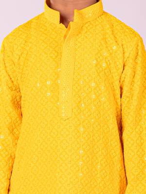  Yellow And White Kurta Pyjama Set 4