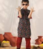  Navy Blue Kurta Pyjama Set