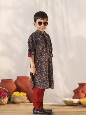  Navy Blue Kurta Pyjama Set 2
