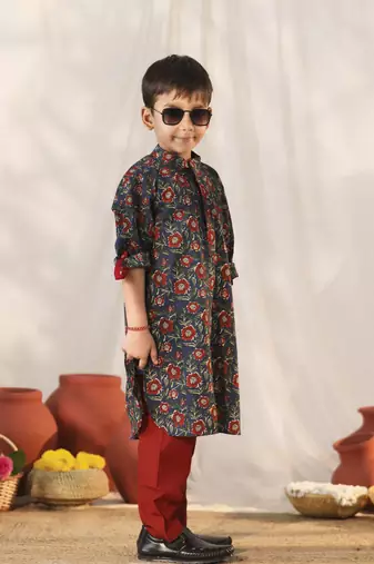  Navy Blue Kurta Pyjama Set