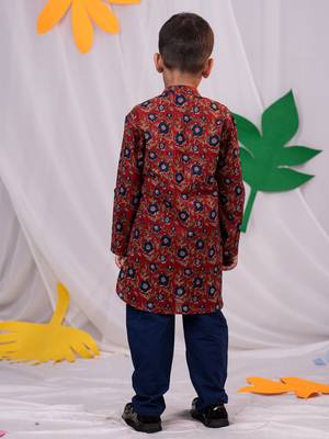  Rust And White Kurta Pyjama Set 3
