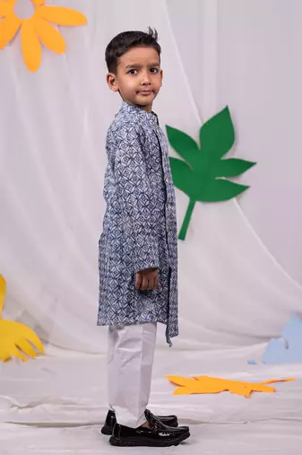  Blue And White Kurta Pyjama Set