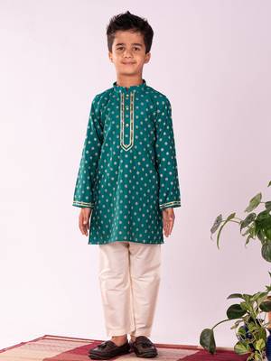  Green And Cream Kurta Pyjama Set 1