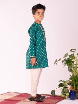  Green And Cream Kurta Pyjama Set 2