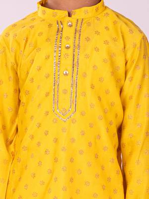  Yellow And Cream Kurta Pyjama Set 4