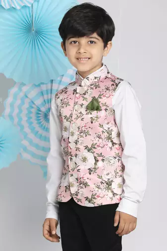  Multicolor-Base-Peach Nehru Jacket