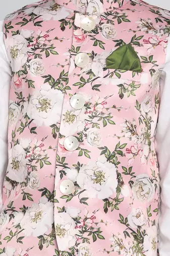  Multicolor-Base-Peach Nehru Jacket
