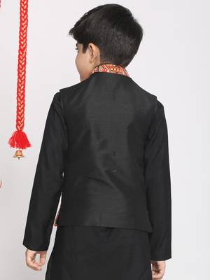  Orange And Black Nehru Jacket for boys 3