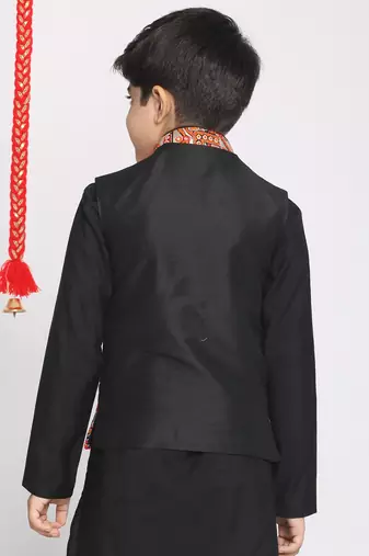  Orange And Black Nehru Jacket for boys