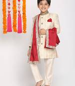 Boys' Sherwani And Embellished Dupatta Set