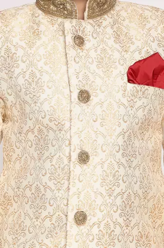 Boys' Sherwani And Embellished Dupatta Set