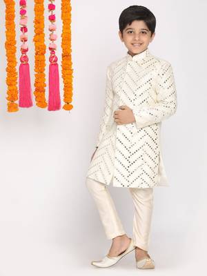  Cream And White Sherwani Set 1