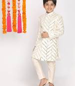  Cream And White Sherwani Set