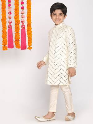  Cream And White Sherwani Set 2