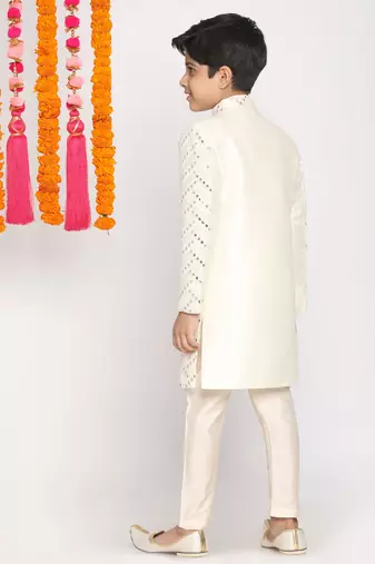  Cream And White Sherwani Set