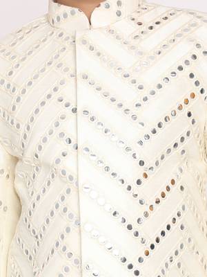  Cream And White Sherwani Set 4