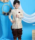  Beige And Gold Sherwani Set