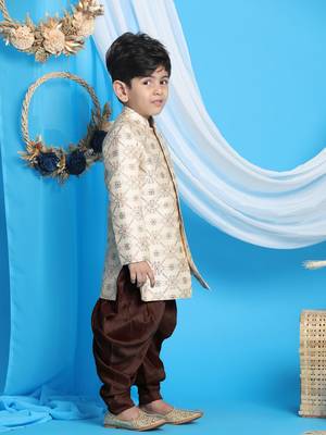  Beige And Gold Sherwani Set 2