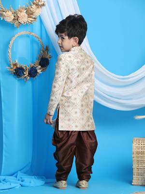  Beige And Gold Sherwani Set 3