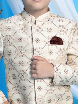  Beige And Gold Sherwani Set 4