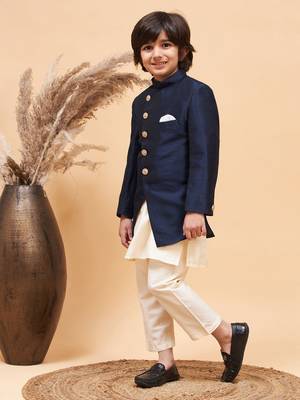  Black And Cream Indowestern Set 2