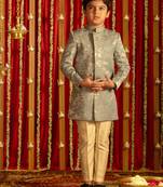  Grey And Cream Sherwani Set