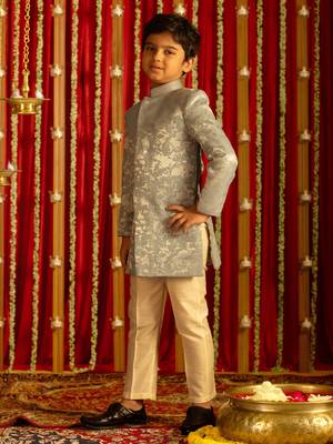  Grey And Cream Sherwani Set 2