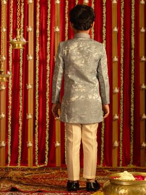  Grey And Cream Sherwani Set 3