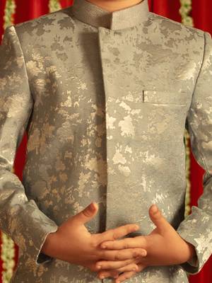  Grey And Cream Sherwani Set 4