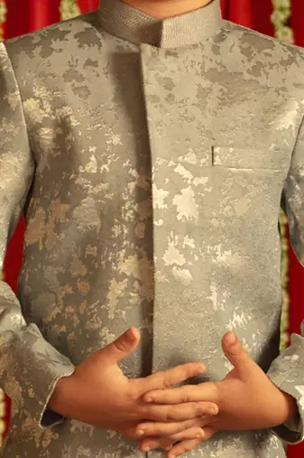  Grey And Cream Sherwani Set
