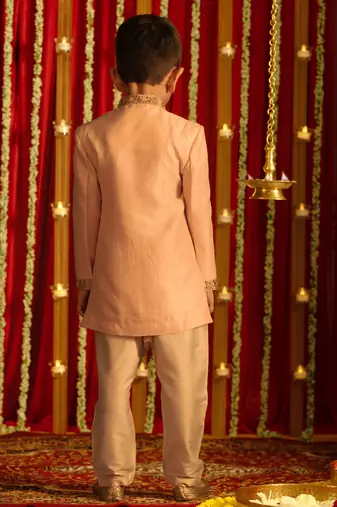  Pink And Cream Sherwani Set