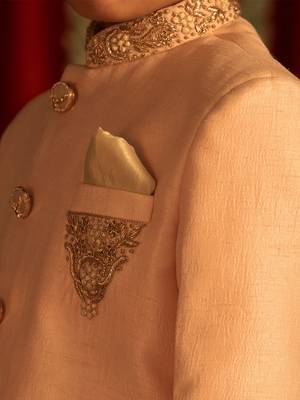  Pink And Cream Sherwani Set 4