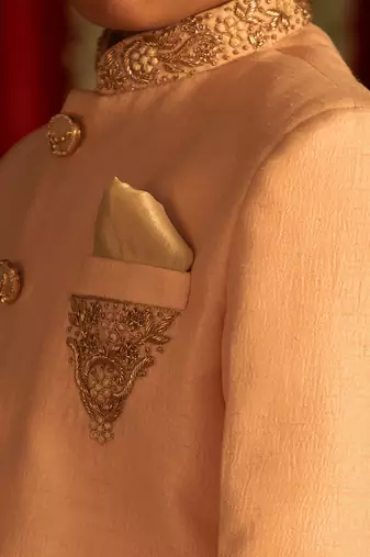  Pink And Cream Sherwani Set