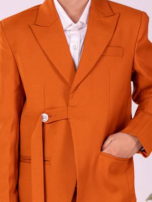  White And Orange Shirt Blazer And Pant 4