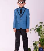 Boys' Black And Turquoise Shirt Blazer And Pant