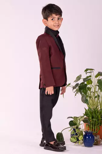  Black And Maroon Shirt Blazer And Pant